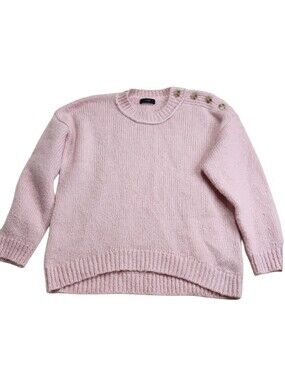 J. CREW Button Shoulder Crew neck Sweater Pale Blush (Large/XL) Alpaca/Wool Blnd
